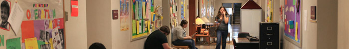 Students make their way through Hill Hall
