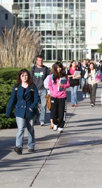 Students walking between classes