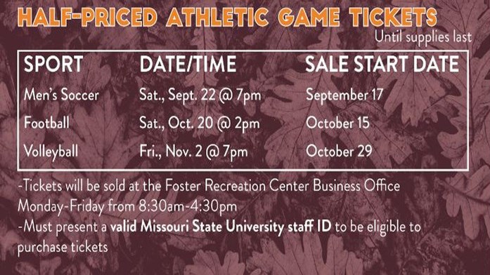 Half Price Men's Soccer Ticket Sale - MSU Staff only