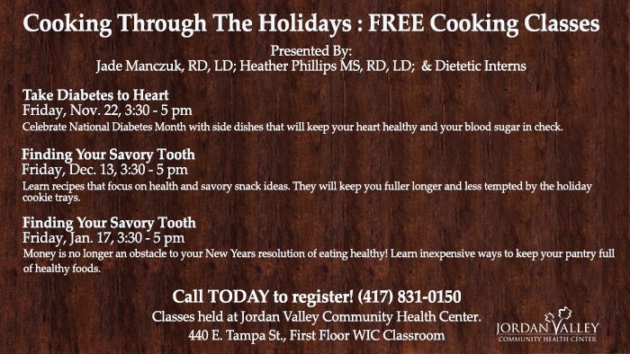 Cooking Through The Holidays: FREE Community Cooking Classes!