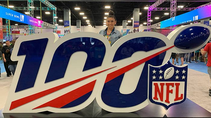 Victoria Quintero at Super Bowl festitvities