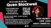SAC Presents Large Fall Entertainment Event: Quen Blackwell