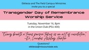 Transgender Day of Remembrance Worship Service
