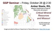 GGP Seminar: Amber Steele, RG - Critical Mineral Resources and Missouri